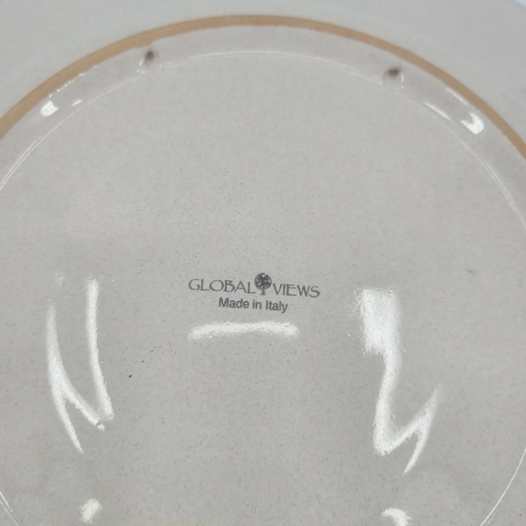Italian Countryside Decorative Plate — Blue & Ivory —Global Views, Made in Italy - Picture 5 of 5
